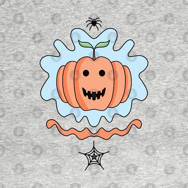 Cute Cartoon Halloween Pumpkin with spider and spider web by Twist Design